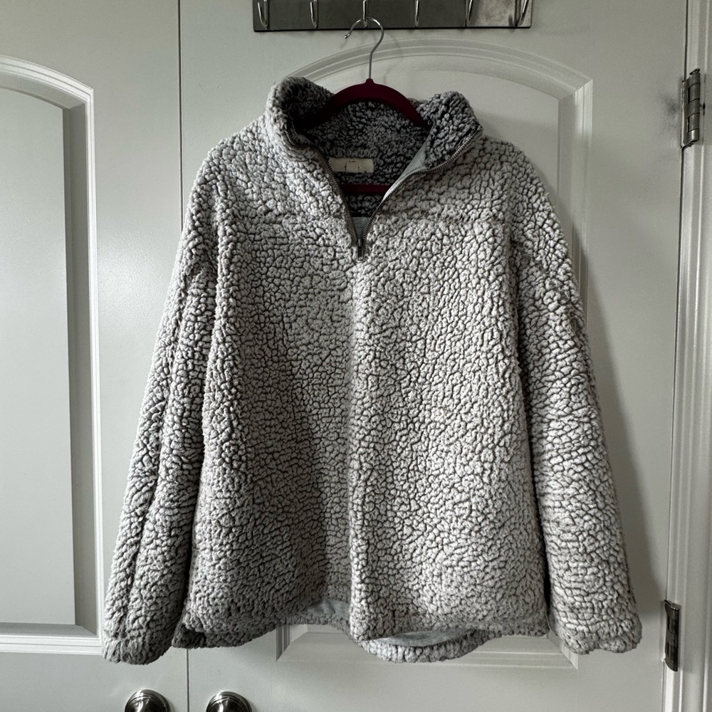 Women’s Gray Thread and Supply Three Quarter Zip Sherpa Nubby Fleece Medium